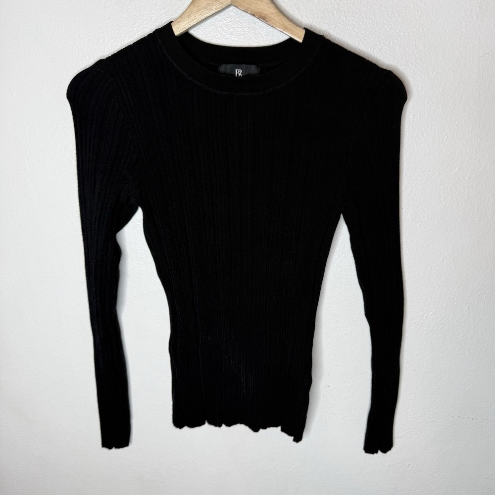 Banana Republic Hannah Ribbed Crewneck Sweater Black Long Sleeve Womens Xs
